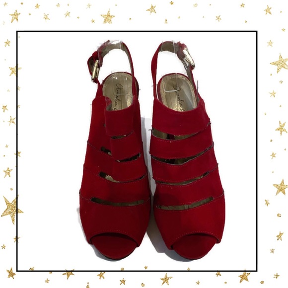 Amelia Grace Shoes Amelia Grace Red Peep Toe Buckle